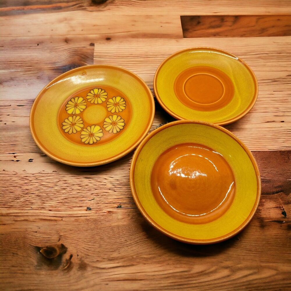 3 Set Vintage Vernon Ware Metlox Orange Plates Made in USA Poppytrail
